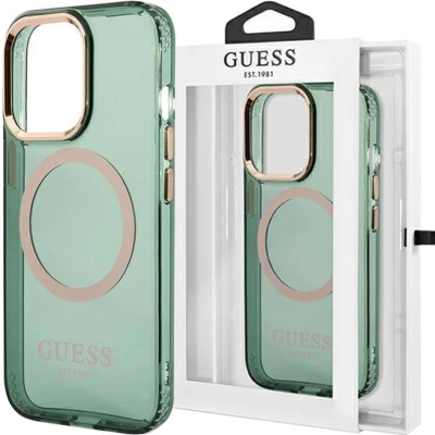 Afbeelding van Guess GUHMP14XHTCMA hoesje voor iPhone 14 Pro Max groen/kaki Gold Outline Translucent MagSafe