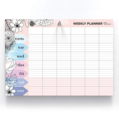 Afbeelding van Joeji&#039;s Kitchen Weekplanner 60 pagina&#039;s A4 100 g/m² geperforeerd papier voor het ophangen van je weekschema (roze)