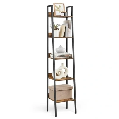 Afbeelding van Industriële ladderplank met 5 planken _ Industrieel Bruin Zwart