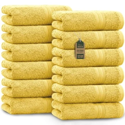 Afbeelding van NatureMark 12 gastendoekjes, 100% katoen, geel, 30 x 50 cm