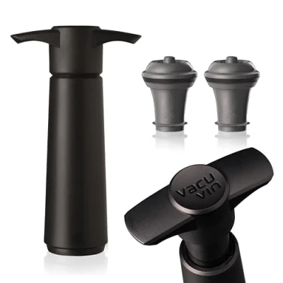Image de Pompe noire + 2 bouchons Vacuvin