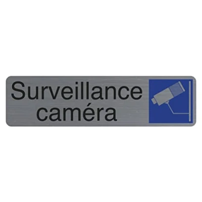 Afbeelding van Exacompta Ref. 67153E 1 zelfklevende deurplaat Surveillance Camera Bedrukte wandplaat Op alle ondergronden Geborsteld aluminium look Afmetingen: 16,5 x 4,4 cm