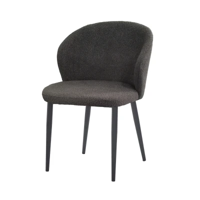Afbeelding van Livingfurn Eetkamerstoel Laura Boucle Antraciet Stof / Gecoat Staal