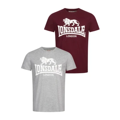 Afbeelding van Lonsdale Normale Passform TWO PACK Kelso Tshirt print, Heren, Maat: XXL, Marl grey oxblood