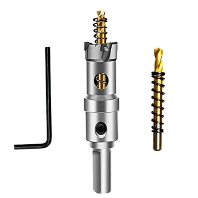 Afbeelding van ASNOMY gatenzaag met punt van wolfraamcarbide voor hardmetaal, T.C.T 16 mm 2 titanium gecoate pilotboren metaal, staal, ijzer, hout, kunststof