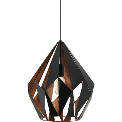 Afbeelding van Eglo Hanglamp Carlton 1 Large Zwart/koper Zwart