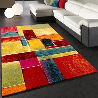 Afbeelding van Paco Home Vloerkleed Woonkamer Laagpolig Modern Vintage Patroon Abstract Veelkleurig 240x330 cm