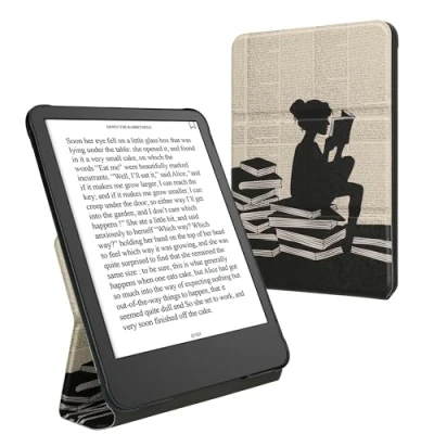 Afbeelding van kwmobile E readerhoesje voor Amazon Kindle Paperwhite (12. Gen 2024)/Kindle Colorsoft cover reader Hoes met standaard Van Kunstleer in zwart / beige