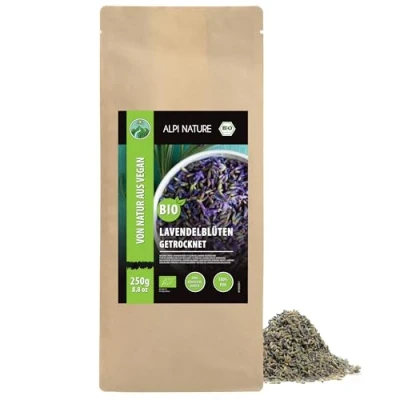 Image de Alpi Nature Lavande Séchée BIO 250g, Fleurs de Séchées Entières pour Tisane, Thé en Vrac