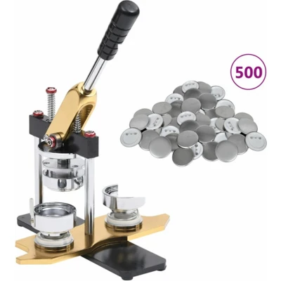 Afbeelding van VidaXL Buttonmachine draaipunch met 500 st buttononderdelen 58 mm