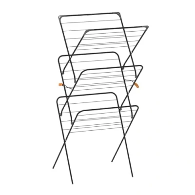 Afbeelding van Rörets Rise Black Droogrek, pop up constructie, veiligheidsvergrendeling, 61 x 49 140 cm, droogoppervlak 18 m, design en kwaliteit van het sterkste merk Zweden, zwart