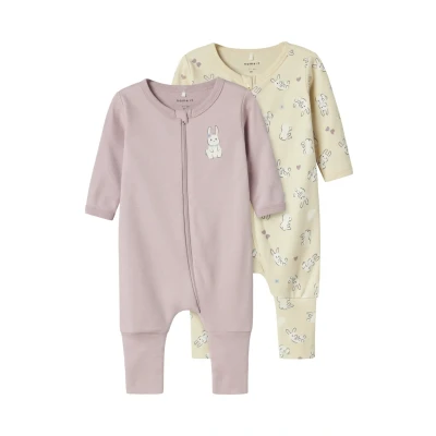 Afbeelding van Name it 2 PACK Pyjama voor kinderen, Maat: 56, Rabbit summer sand pink