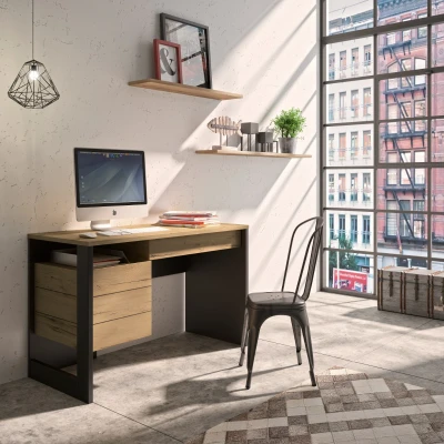 Afbeelding van Russel bureau Eikenkleur/zwart