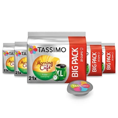 Image de Tassimo Lot de 5 capsules Morning café Filter XL 105 en grand pack (5 x 21 boissons) 787 g