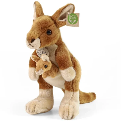Afbeelding van Rappa ECO knuffel kangoeroe 27 cm realistische van recyclede PET flessen bruin