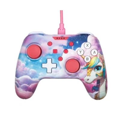 Afbeelding van Konix Manette filaire pour Nintendo Switch, Switch OLED et PC Fonction vibration Poignées anti dérapantes Câble 3 m Motif Be Dreamy, licorne