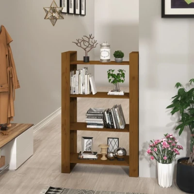 Afbeelding van Boekenkast/kamerscherm 80x35x125 cm massief hout honingbruin