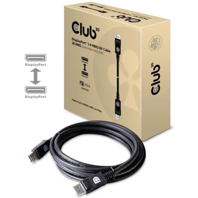 Afbeelding van club3D CAC 1060 DisplayPort kabel Aansluitkabel stekker, stekker 3.00 m Zilver 8K UHD