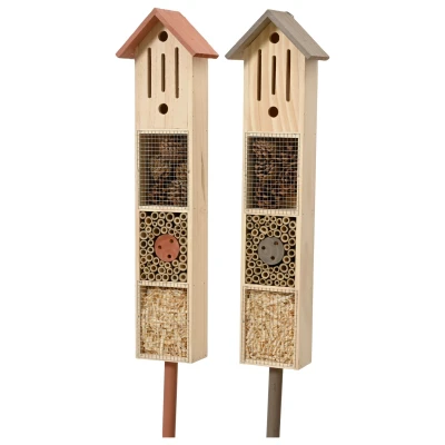 Afbeelding van Decoris Insectenhotel Op Stok Nestkast Terra Antraciet
