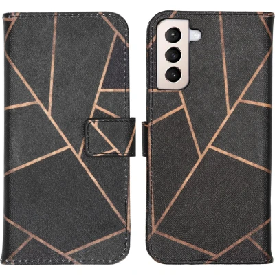 Afbeelding van iMoshion Hoesje Geschikt voor Samsung Galaxy S21 Plus Met Pasjeshouder Design Softcase Bookcase Meerkleurig / Black Graphic