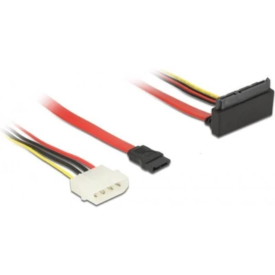 Afbeelding van SATA haaks naar data en Molex voedingskabel SATA600 6 Gbit/s / rood 0,30 meter