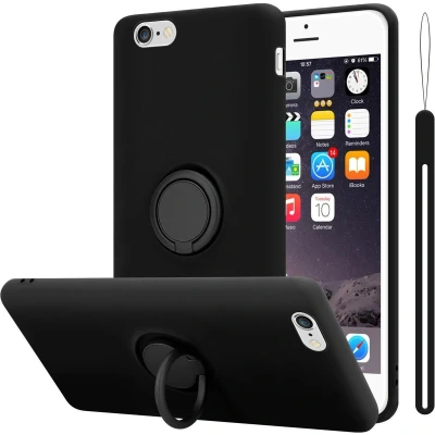 Afbeelding van Cadorabo Hoesje geschikt voor Apple iPhone 6 PLUS / 6S in LIQUID ZWART Beschermhoes van flexibel TPU silicone Case Cover met ring