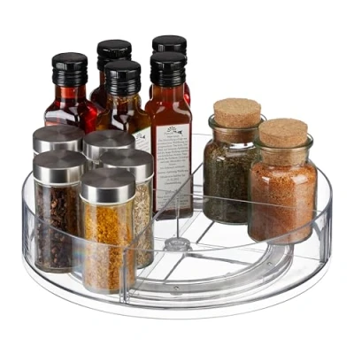 Afbeelding van Relaxdays draaiplateau koelkast Ø 27 cm 4 vakken kunststof organizer