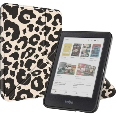 Afbeelding van iMoshion Ereader Cover / Hoesje Geschikt voor Kobo Clara BW Colour Design Origami Bookcase Leopard