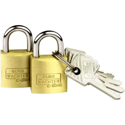 Afbeelding van Burg Wächter 2er Set Duo 222 20 SB Hangslot Gelijksluitend Messing Sleutelslot