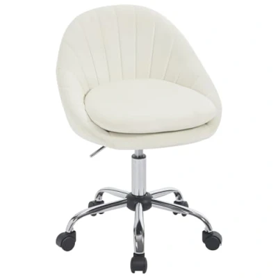 Afbeelding van WOLTU bureaustoel voor thuis, make upstoel, ergonomische draaistoel, in hoogte verstelbare met wieltjes, slaapkamer, studeerkamer, fluweel, crème, BS167 cm