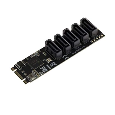 Afbeelding van KALEA INFORMATIQUE Controller kaart M.2 (M2 NGFF) type PCIe M of B+M Key 5 poorts SATA 3.0 6 Gbps chipset JMB585