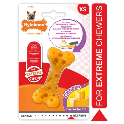 Afbeelding van Nylabone Durachew Cheese Bone Geel Hondenspeelgoed Xsmall Voor Honden Tot 7kg