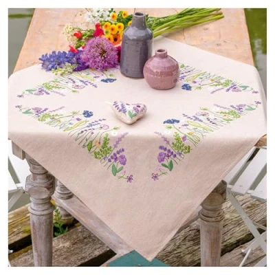 Afbeelding van Vervaco Tafelkleed kit Paarse tuinenpracht PN 0216925