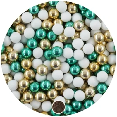 Afbeelding van EinsSein 1 kg mini chocoladeballen wit/goud/metallic groen cm gastgeschenken voor bruiloft, doop, communie, Kerstmis perfect reageerbuisjes alternatief chocolade, amandelen