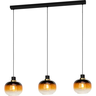 Afbeelding van hanglamp Oilella E27 95 cm zwart/geel/koperkleur Zwart Glas EGLO