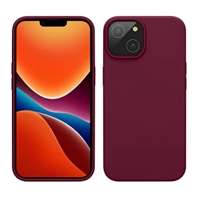 Afbeelding van kwmobile telefoonhoesje geschikt voor Apple iPhone 14 Hoesje met siliconen coating Smartphone case in rabarber rood