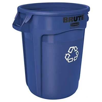 Afbeelding van Ronde Brute container 75,7 ltr, Rubbermaid, model: VB 002620 73, blauw, recyclingsymbool
