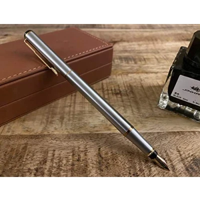 Afbeelding van Jinhao Baoer 801 Luxe vulpen van roestvrij staal met 5 blauwe patronen