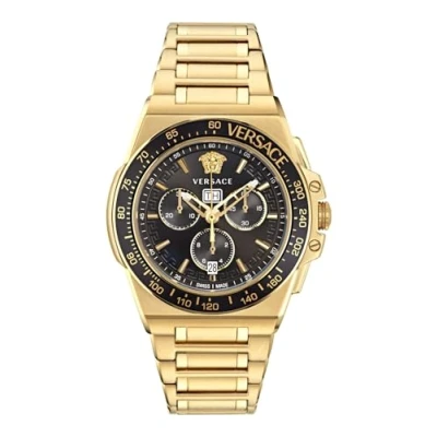 Afbeelding van Versace Greca Extreme Chrono VE7H00623 Horloge Staal Goudkleurig Ø 45 mm