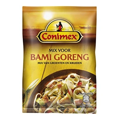 Afbeelding van Conimex Mix voor Bami Goreng mengsel van groenten en specerijen de bereiding Herkomst Holland 43 g
