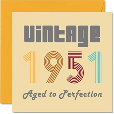 Afbeelding van 71 jaar verjaardagskaart voor mannen en vrouwen Vintage 1951 Aged To Perfection grappige jou, 145 mm x mm, beste vriendin mama, papa, opa, oma Engeland