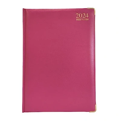 Afbeelding van G4GADGET G4 2024 Roze A4 Weekoverzicht Hardcover 80gsm Papier Kantoor Thuis