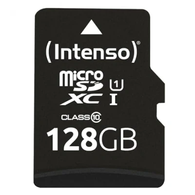 Afbeelding van Intenso microSDXC kaart 128 GB, Premium, klasse 10, U1 90 MB/s, (W) 10 SD adapter, blisterverpakking