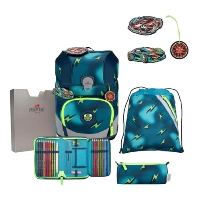 Afbeelding van DerDieDas Schooltas ErgoFlex Tiny Schulranzenset 5 delig Magic Light Petrol