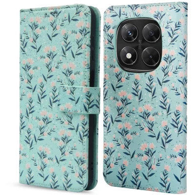 Afbeelding van imoshion Hoesje Geschikt voor Xiaomi Redmi Note 14 Pro 5G Design Bookcase smartphone Blue Flowers