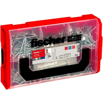 Afbeelding van Fischer FixTainer PowerFast II PZ 562277 Spaanplaatschroeven assortiment Kruiskop Pozidriv Staal Galvanisch verzinkt 1 set(s)