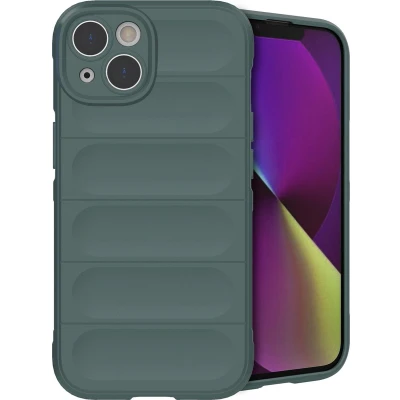 Afbeelding van iMoshion Hoesje Geschikt voor iPhone 14 Siliconen EasyGrip Backcover Donkergroen