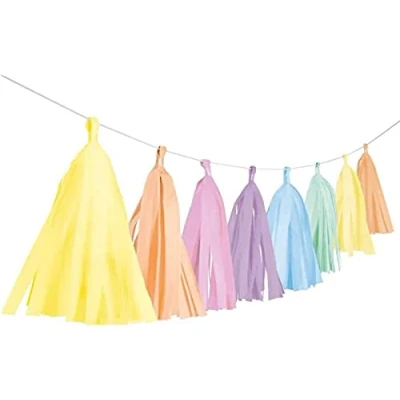 Afbeelding van Amscan Tasselslinger 3 Meter Papier Pastel Regenboog