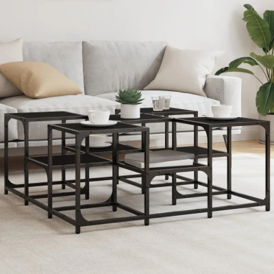 Afbeelding van Salontafel 91x91x40 cm bewerkt hout zwart
