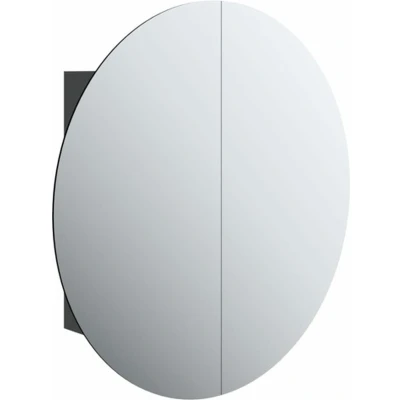 Afbeelding van vidaXL Badkamerkast met ronde spiegel en LED 54 x 17,5 cm zwart